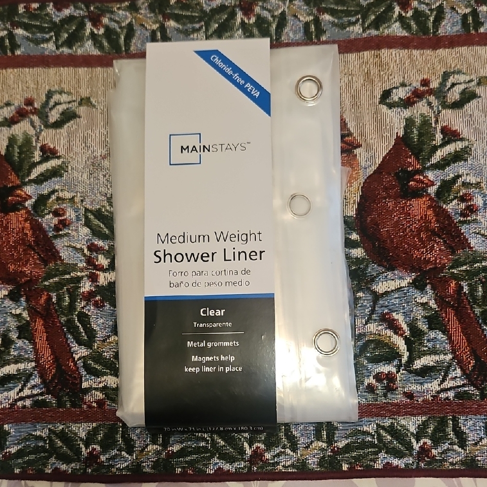 Mainstays Medium Weight Shower Liner Clear NWT 70×71"